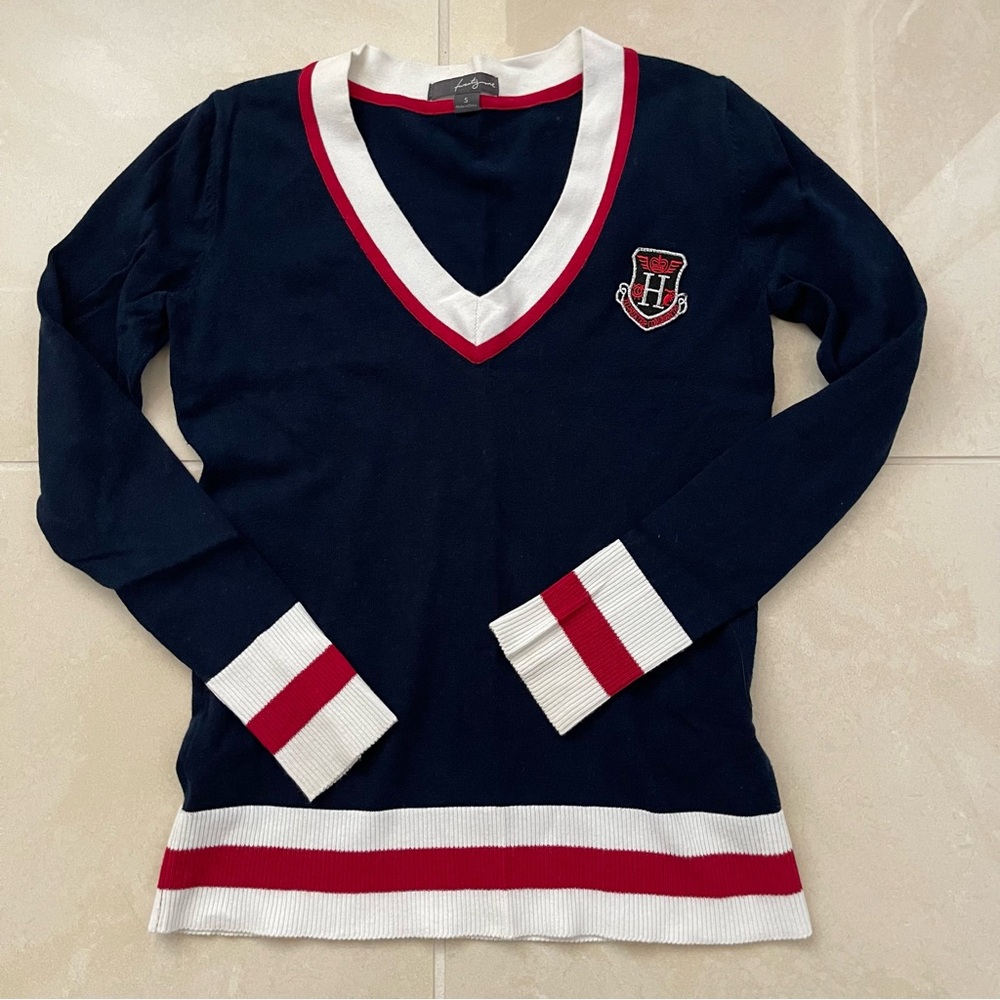 Forever 21 Varsity Sweater Hi-Buxter Commando Crown Patch Size Small